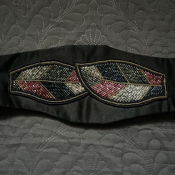 VTG Handmade Black Multicolor Beaded Purse & Matching Sash Belt Waist SZ 27”-33” - Picture 9 of 14
